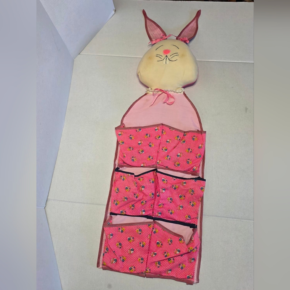 Vintage Bunny Hanging Baby Room Caddy Shoe Holder Organizer Toy Handmade